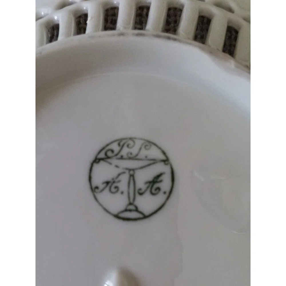 Decorative Floral Porcelain Handled Dish - White with Pastel Floral Center